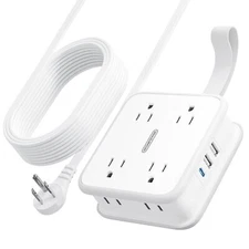 Extension Cord with 3 USB Ports 8 Widely Spaced Outlets Flat Extension Cord 6...