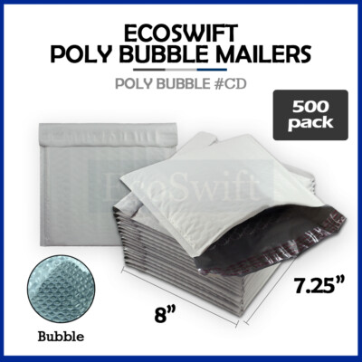 500 #CD 7.25x8 "ecoswift" Marchio Kraft Bubble Mailer BUSTA - Foto 2