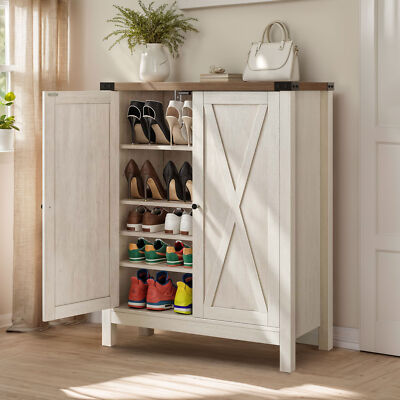 Storage Cupboard Wooden Shoe Rack 5-Tier Shoe Cabinet Wooden Shoes