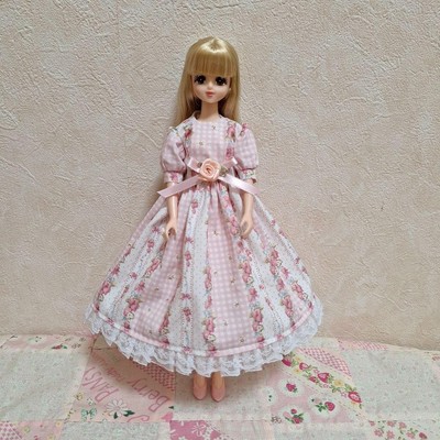 Jenny Doll Size Dress Pink Check and Strawberry Pattern Dress