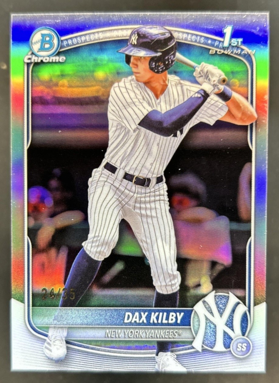 2025 Bowman Draft Dax Kilby Chrome Logofractor 1st Prospect #/35 Yankees