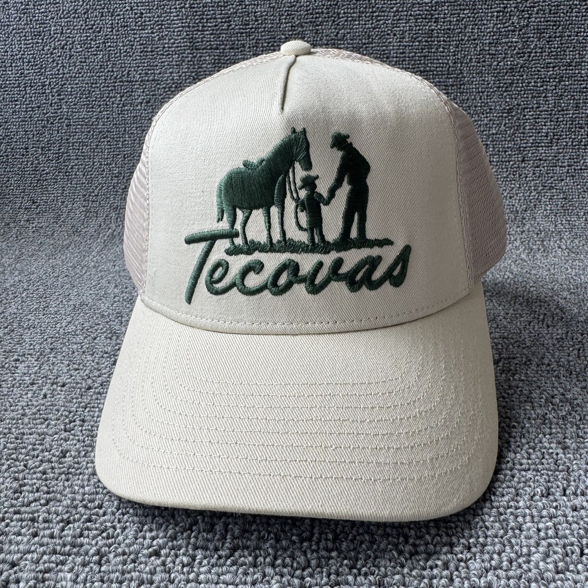 Tecovas Cream Mesh Trucker Cap Western Embroidery Snapback