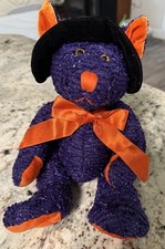 Dan Dee Collectors Choice Bear Purple Halloween Witch Hat Shiny Plush Toy 15 HTF