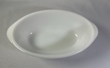 Vintage Glasbake Casserole White Milk Glass Oval Baking Dish J235 1 Qt USA Made