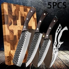 10-Piece Stainless Steel Knife Set for Kitchen Cooking W/Sheath