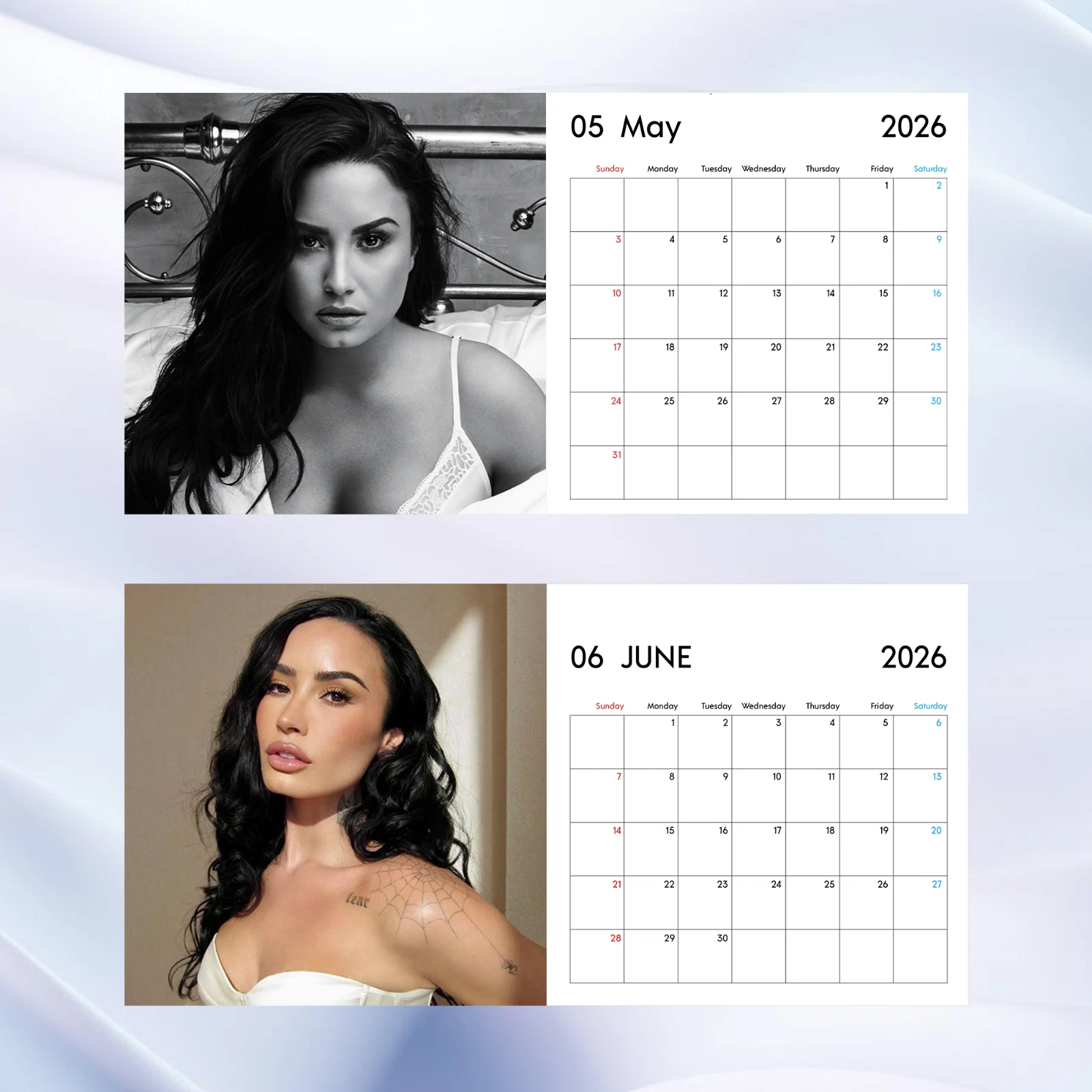 Demi Lovato 2026 Calendar, Bold Rock Chic Wall Decor Gift