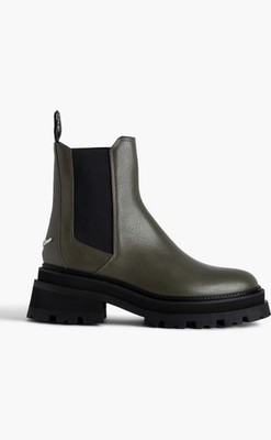 Zadig and Voltaire Olive green leather Chelsea boots with chunky sole size 10