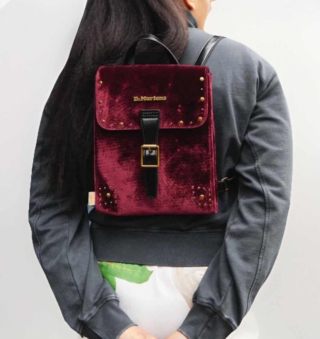 mini velvet backpack ab053602 cherry red