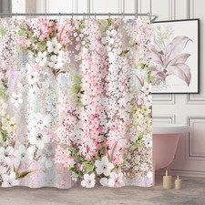Extra Long Shower Curtain 72 x 84 Inch, Tall Blush Pink Floral Shower Curtain...
