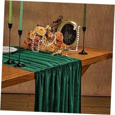Velvet Table Runner: 20x120 Inches 10ft Long Velvet 20"x120"-1pcs Emerald Green