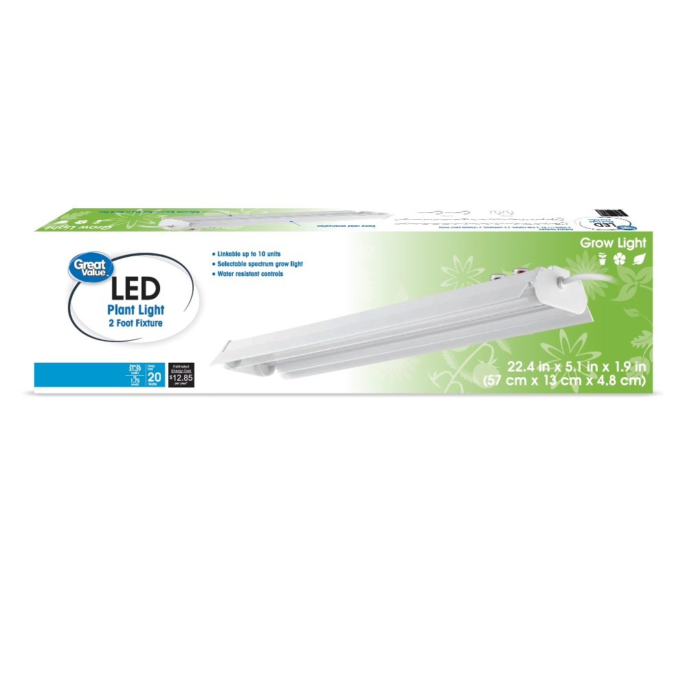 Great Value 2ft Selectable Spectrum LED Grow Light, 20W, Lin