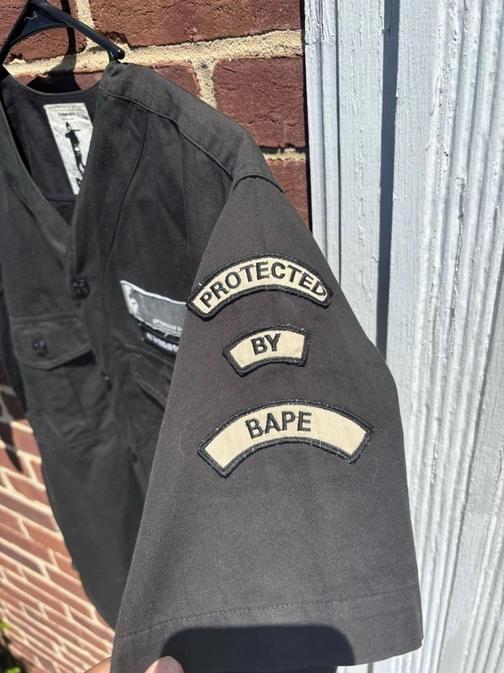 RARE Bape Security Systems Baseball Button Up - Image 3 of 4