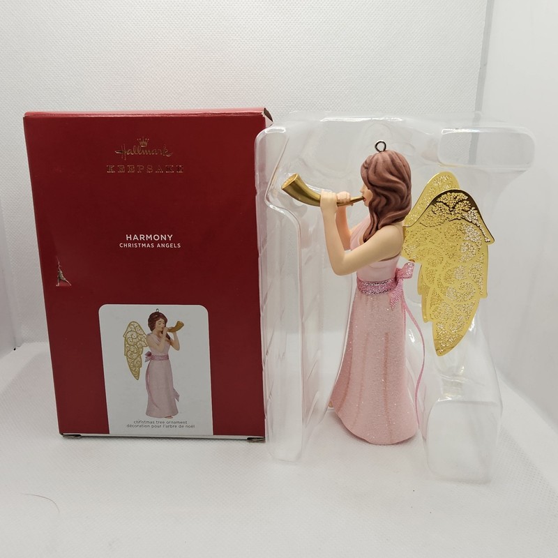 New Hallmark Ornament 2021 HARMONY Christmas Angels Series Angel playing dress