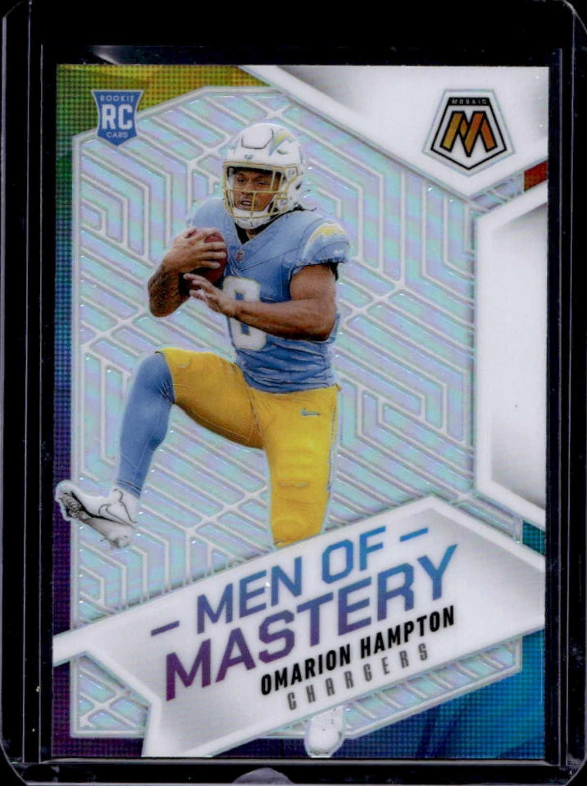 2025 Mosaic Omarion Hampton Men of Mastery RC Silver Prizm #16 Chargers