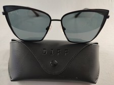 DIFF Eyewear Becky Sunglasses Black Metal Cat Eye Grey Gradient Lens BK-GR18