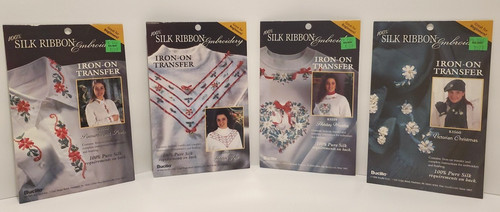 Bucilla Silk Ribbon Embroidery Iron-on Christmas Transfers - Lot of 4