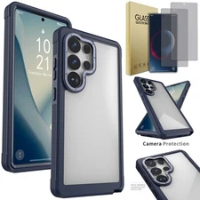 For Samsung Galaxy S25/+/S25 Ultra Case Transparent Cover Privacy Tempered Glass