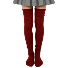 Wrapables Cable Knit Over the Knee Thigh High Winter Boot Socks