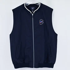Sarasota Yacht Club Cutter & Buck Navy Blue Sleeveless Bomber Vest LG Preppy