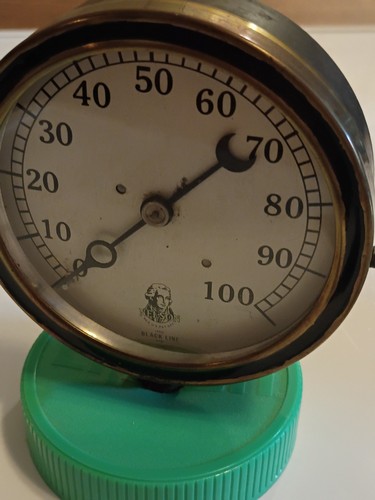 Rare Antique Black Line, Nelson Pressure Gauge Nautical. 3 In