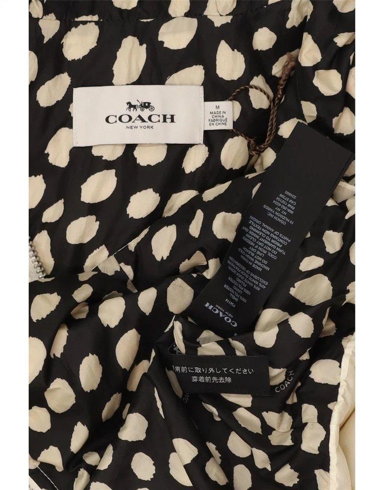 COACH Womens Hooded Padded Jacket UK 14 Medium Off White Polyester CN11 - Image 4 of 4