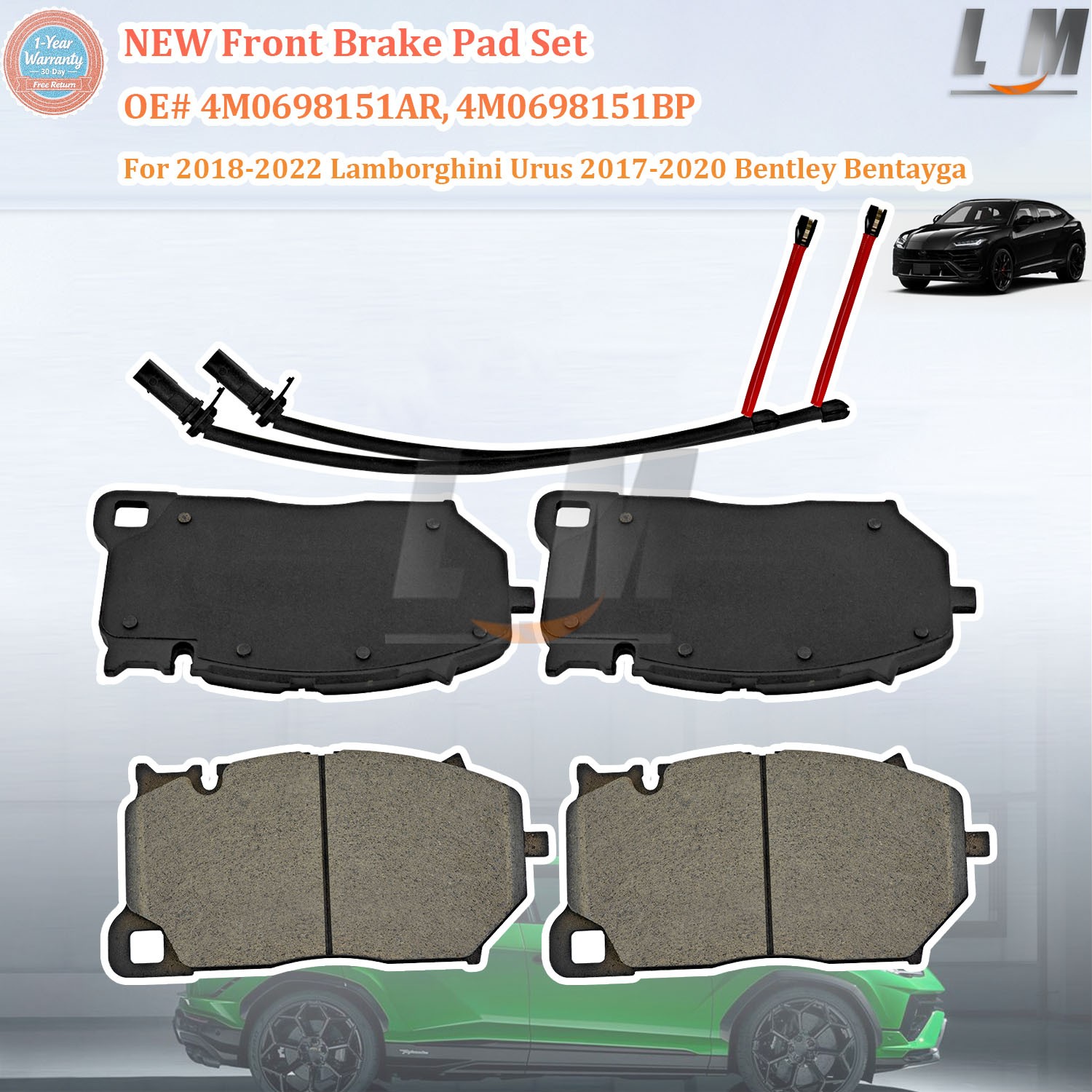For Lamborghini Urus Bentley Bentayga Front Brake Pads Set 4M0698151AR 2018-2022
