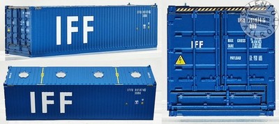 Pirat 12380 - H0 1:87 - Satz Von 2 Container Aus 30' Blau Geschrieben Weiß '' Iff