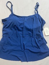 St. John  s Bay Blue Embellished Layered Tankini Top Size 16 Bra Support NWT