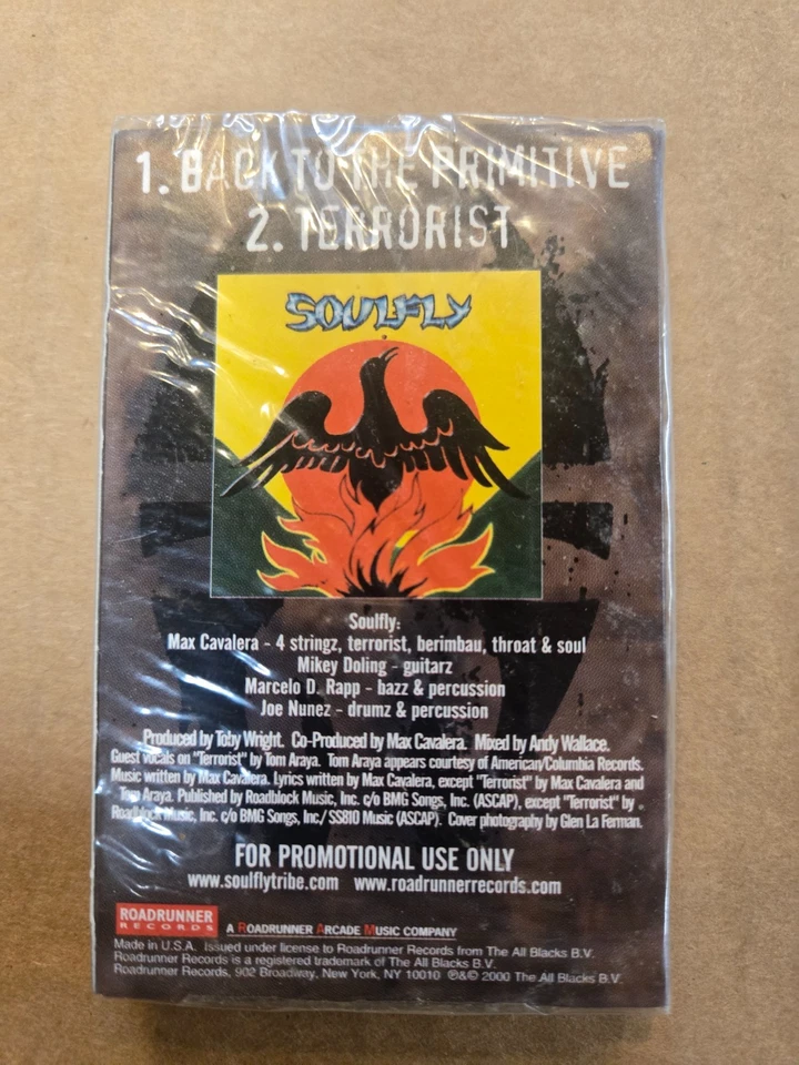 RARE Year 2000 Soulfly Cassette Promotional Single: Primitive (BRAND NEW SEALED) - Image 2 of 3