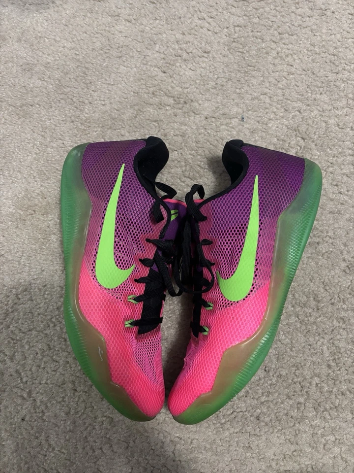 Nike Kobe 11 XI Low Men's Sneakers Hot Pink Neon Flash Green/Purple Mambacurial - Image 2 of 4