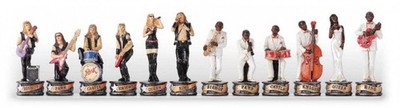 Italfama Jazz vs Rock Hand Painted Resin Chess Pieces King 8cm Italy