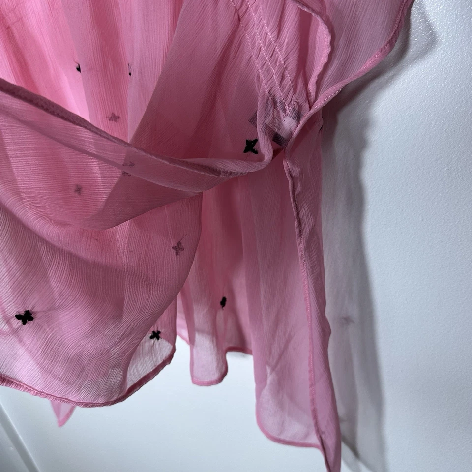 Lane Bryant 14/16 Pink & Black Sheer Embroidered Swimsuit Cover Up Pullover Top - Image 4 of 4