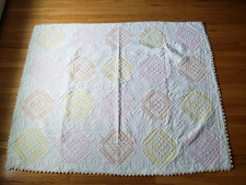 Vintage Quilt 62x77" Baskets Heavily Hand Quilted