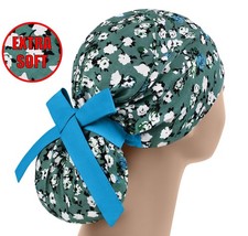 Scrub hats, nurse scrub cap, womens surgical hat, ponytail scrub cap flowers