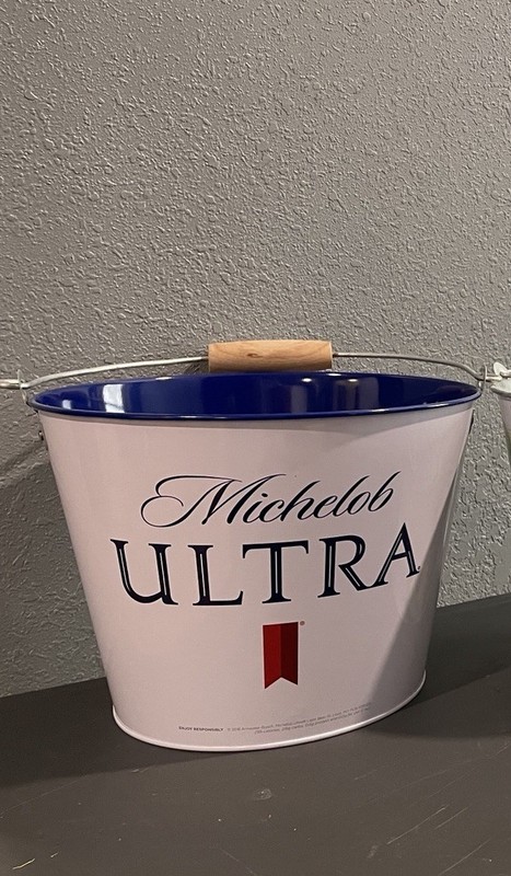 Michelob Ultra Beer Bucket - ice bucket - Cooler - Wooden handle 