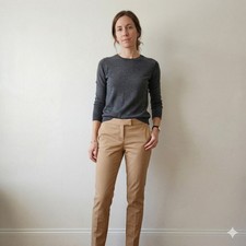 Theory Leska Pavia Pant Womens 6 Khaki Slim Tailored Stretch Quiet Luxury