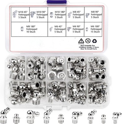 Set mit Schmiernippel für Lager und Fahrzeuge, 60-teilig, inkl. Aufbewahrungsbox