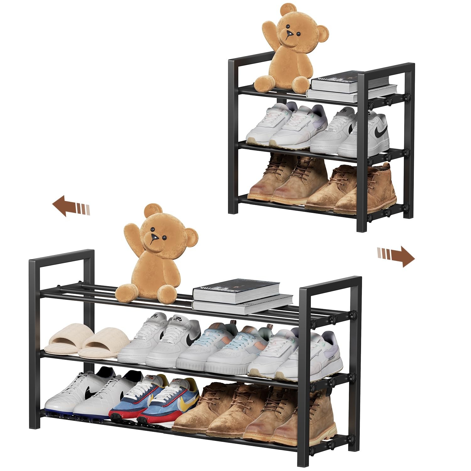 3-Tier Heavy Duty Expandable Shoe Rack Adjustable Storage Organizer
