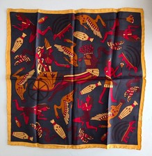 Great Vintage Silk Pocket Square Egyptian Hieroglyphs - Made in England