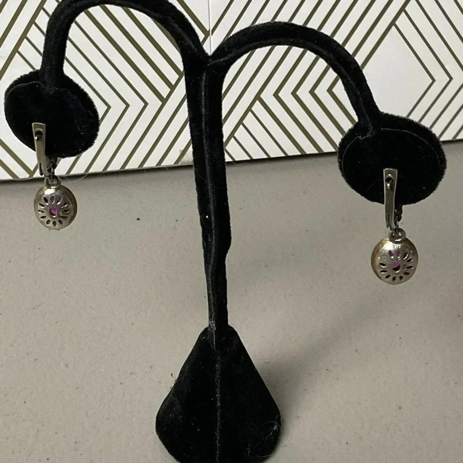 925 Silver and Ruby Dangle Earrings - image 4