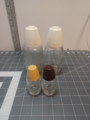 Vintage Gemco Clear Glass Salt & Pepper Shakers & 2 Sugar Shakers, Lot Of 4