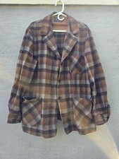Vintage 60s 70s Pendleton Virgin Wool Plaid Shirt Jacket Blazer Men  s Large