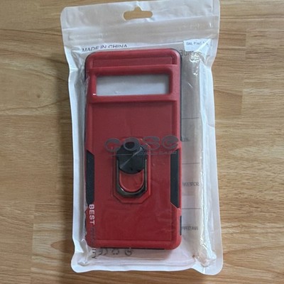 Wahlle Red/Black Ring Holder Back Case + Screen Protector for Google Pixel 7 Pro
