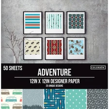 Colorbok 68lb Designer Single-Sided Paper 12"X12" 50/Pkg-Adventure, 25 Designs/2