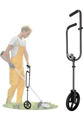 2-in-1 Wheeled String Trimmer Handle Extension 33-37 in Black Aluminum