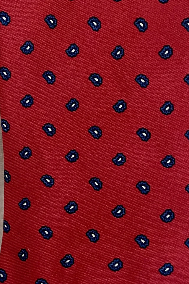 Corbata de seda roja y azul marino vintage años 60 Brooks Brothers EE. UU. 3" X 57" mini cachemira Foto 3 de 3