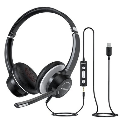 KONNAO USB Headset with Microphone, 3.5mm Wired Computer Headsets with Noise ...