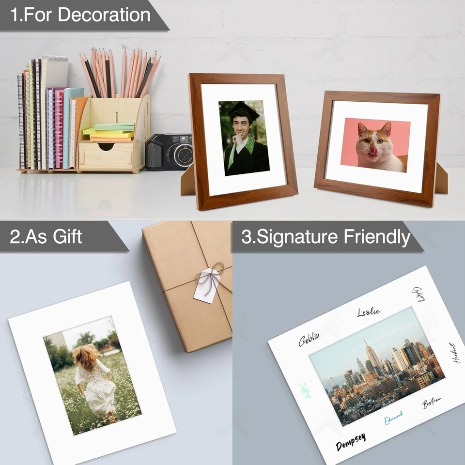 Alfombrillas clásicas blancas 70 piezas 8x10 con borde biselado de núcleo blanco para imagen de 5x7 Foto 4 de 4