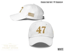 47 Trump Hat Gold Embroidered, Dad Hat Unstructured Low Profile Adjustable Strap