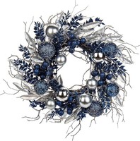 Weihnachtskranz TüRkranz Blau Adventskranz Mit Kugeln Und Zweigen Ø 40Cm Deko